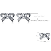 Load image into Gallery viewer, Silver Color Sparkling Bow  Earrings