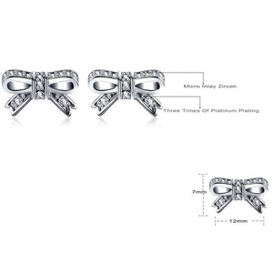 Silver Color Sparkling Bow  Earrings