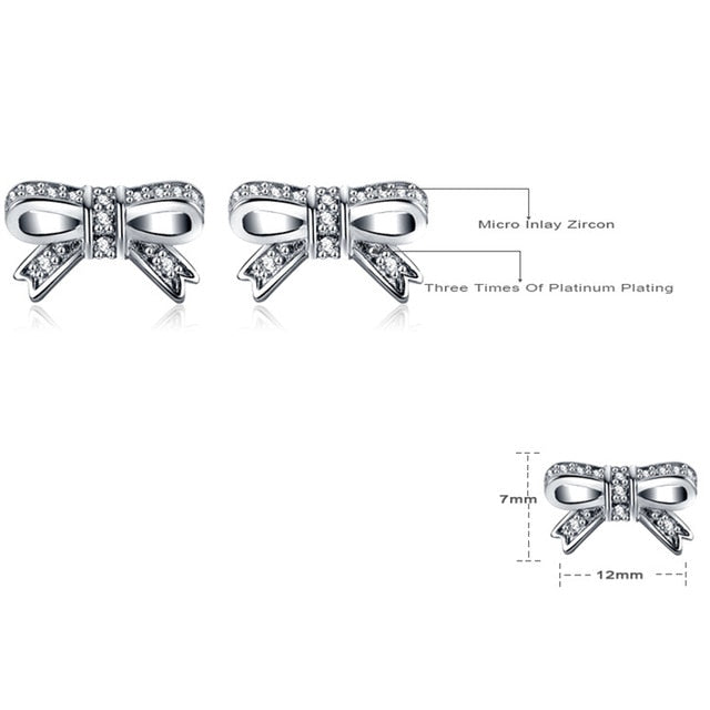 Silver Color Sparkling Bow  Earrings