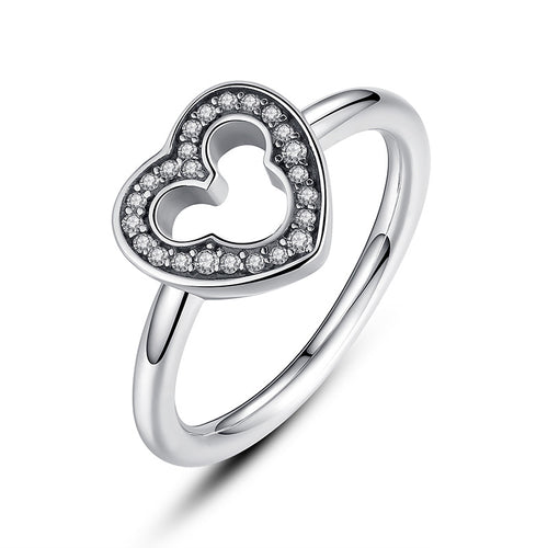 New Collection Mickey Silver Heart Finger Pandora Ring