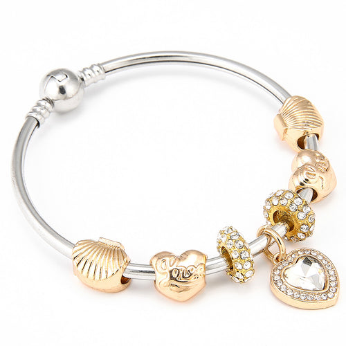 Crystal Heart Charm Bracelet