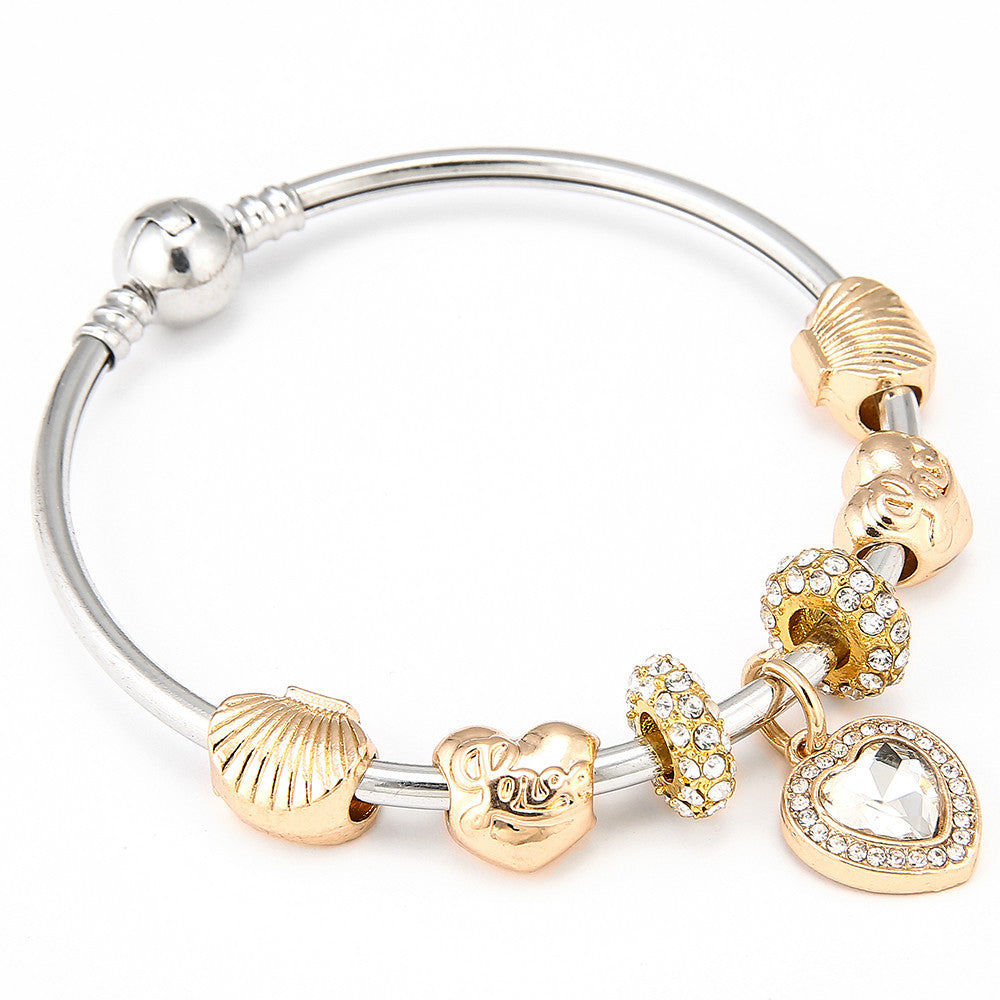 Crystal Heart Charm Bracelet