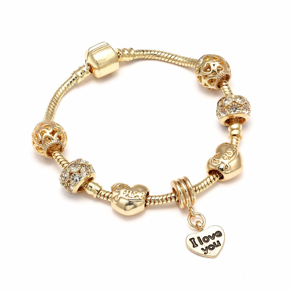 I LOVE YOU Gold-color Charm Bracelets