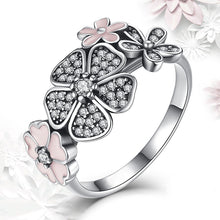Load image into Gallery viewer, Silver Pink Flowe Pandora Ring