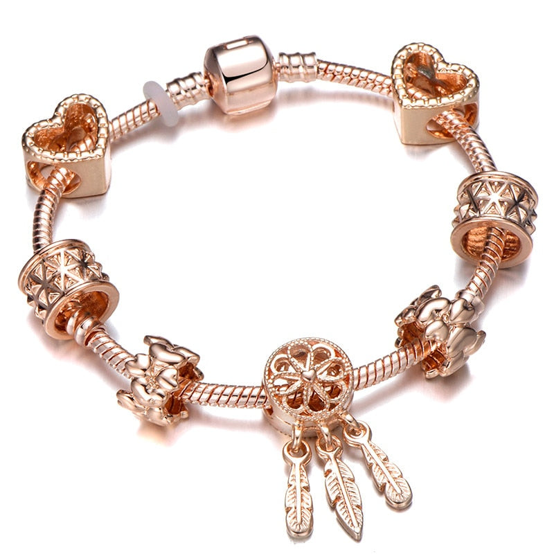 Rose Gold Color Charm Bracelets Dream Catcher