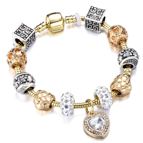 Silver Color Crown Charms Bracelets