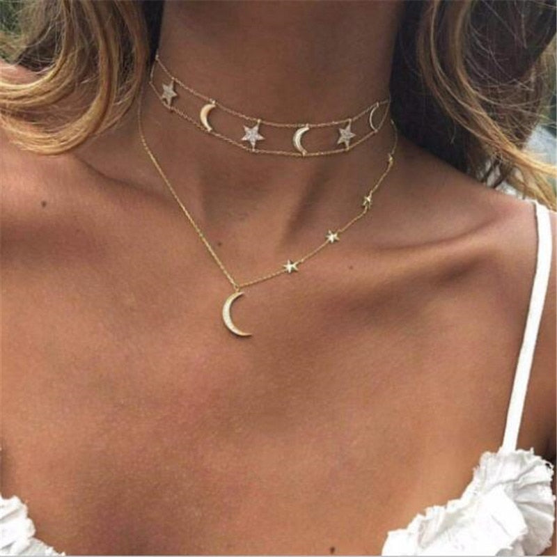 Stars And Moon Necklace