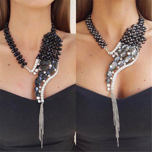 Tasseled Rhinestone Necklace