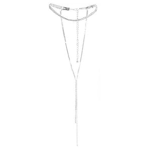 Shiny Full Rhinestone Double Layer Choker