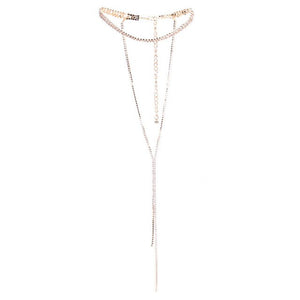 Shiny Full Rhinestone Double Layer Choker