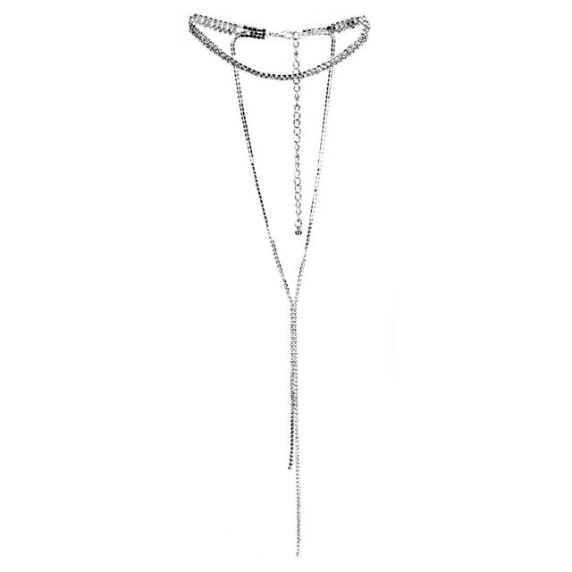 Shiny Full Rhinestone Double Layer Choker