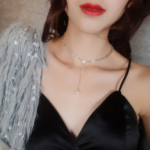 Star-Pearl Chain Necklace