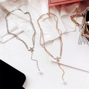 Star-Pearl Chain Necklace