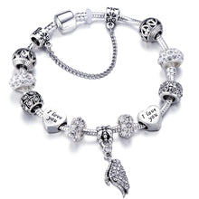 Load image into Gallery viewer, Angel Wings Silver Charm Bracelet