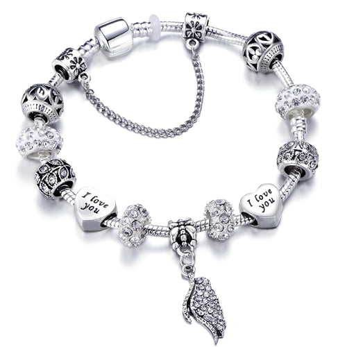 Angel Wings Silver Charm Bracelet