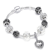 Load image into Gallery viewer, Silver Crystal Heart Charm Bracelet