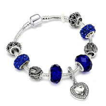 Load image into Gallery viewer, Silver Crystal Heart Charm Bracelet
