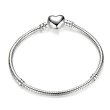 Load image into Gallery viewer, Silver Crystal Heart Charm Bracelet