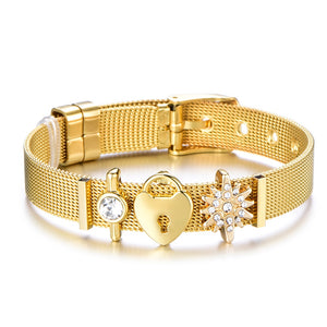 Fashion Love Heart Stainless Steel Mesh Bracelet