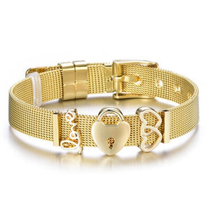 Fashion Love Heart Stainless Steel Mesh Bracelet