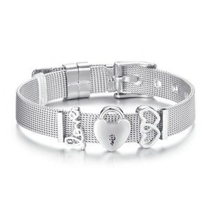 Fashion Love Heart Stainless Steel Mesh Bracelet