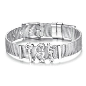 Fashion Love Heart Stainless Steel Mesh Bracelet