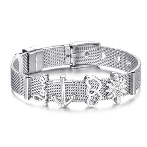 Fashion Love Heart Stainless Steel Mesh Bracelet