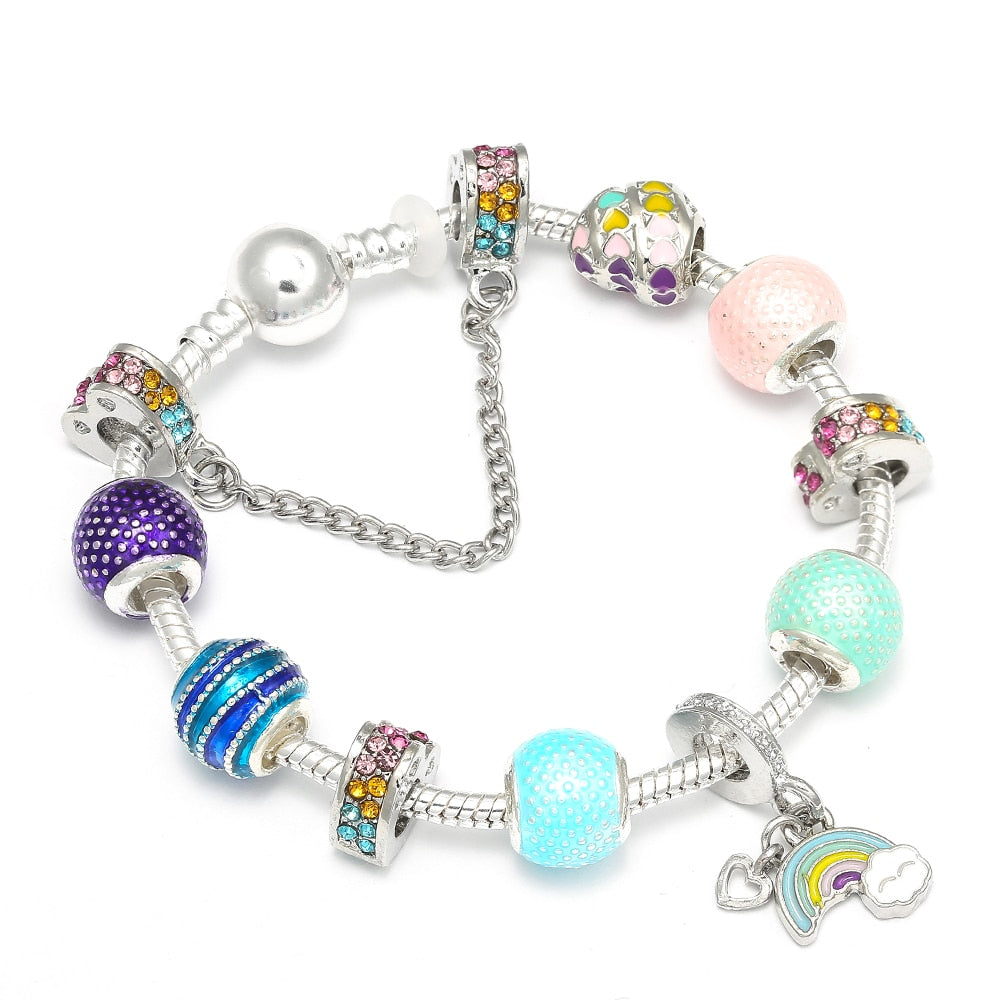Rainbow Pendant Charm Bracelet