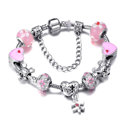 Pink Heart Charm Bracelet