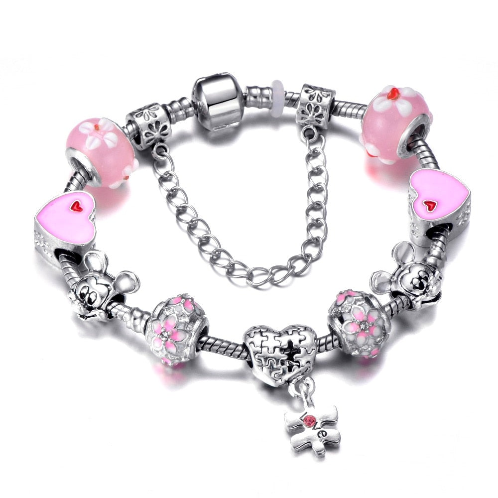Pink Heart Charm Bracelet