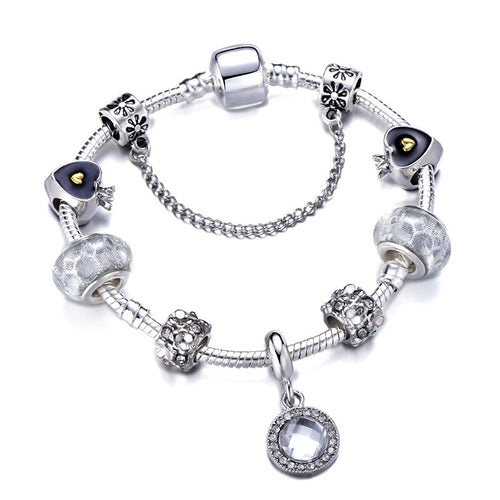 Silver Crown Charm Bracelet