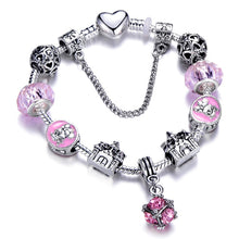 Load image into Gallery viewer, Mickey Minnie Charm Bracelet With Silver Plated Chain
