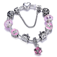 Load image into Gallery viewer, Mickey Minnie Charm Bracelet With Silver Plated Chain