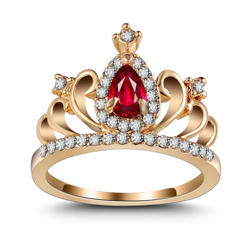 Crystal Heart Crown Pandora Ring