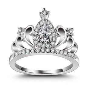 Crystal Heart Crown Pandora Ring