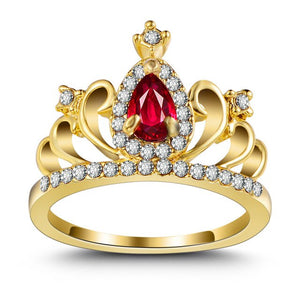 Crystal Heart Crown Pandora Ring