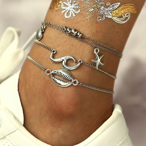Summer Women's  Starfish Shell Fish Conch Anklets