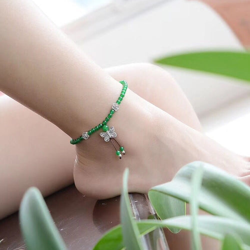 Wholesale Green Chalcedony Crystal Anklets