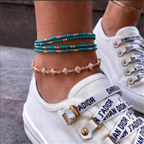 Gold Color Shell Anklets