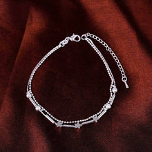 Load image into Gallery viewer, Jewelry Silver Plated Heart Beads Star Anklet Bangle