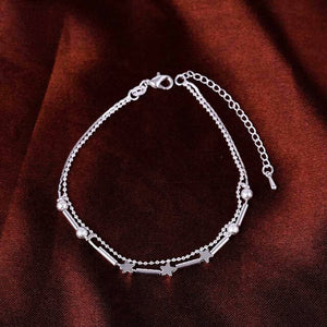 Jewelry Silver Plated Heart Beads Star Anklet Bangle
