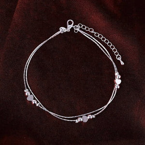 Jewelry Silver Plated Heart Beads Star Anklet Bangle